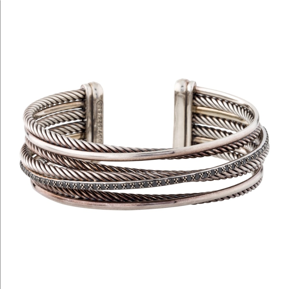 David Yurman Diamond Cable Crossover Cuff